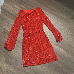 Alexia Admor Sparkling Scarlet Long Sleeve Dress